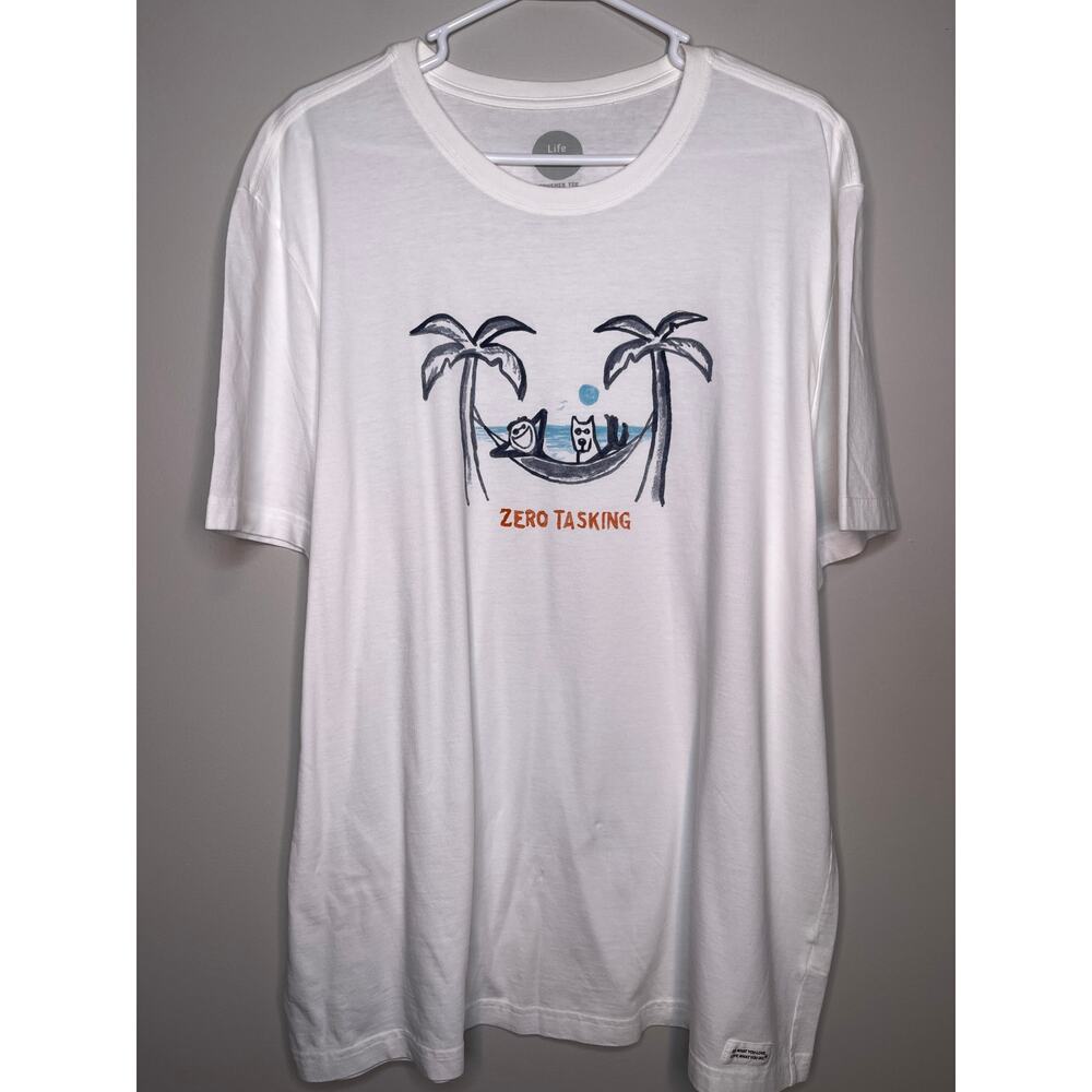 Life Is Good Crusher Tee Classic Fit Zero Tasking Hammock Dog Coastal Shirt XL